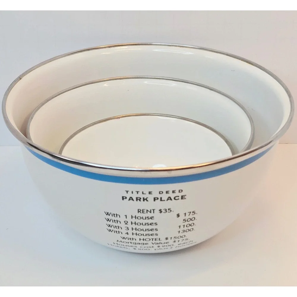 Hasbro Monopoly Enamelware Nesting Bowls Set of 3‎ Park Place Illinois Marvin